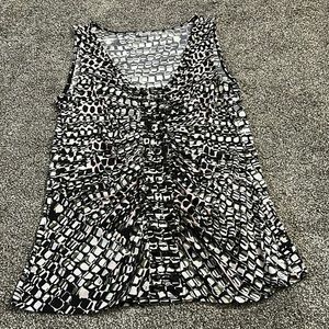 Jockey Patterned Rouged Tank Top Blouse